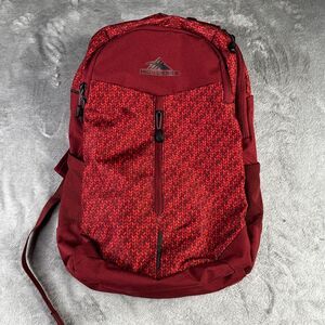 High Sierra Backpack Red Pattern Laptop Compartment School Travel Day Hike Bag
